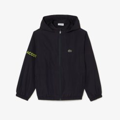 Vetements Fille | LACOSTE Veste Zippee A Capuche Enfant Lacoste En Polyester Recycle