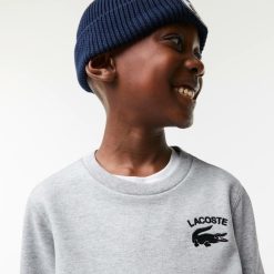 Vetements Garcon | LACOSTE Sweatshirt Garcon Lacoste A Col Rond Finitions Bord-Cotes