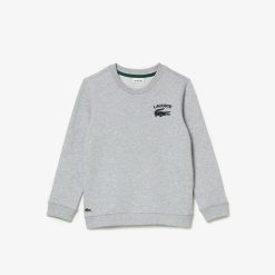 Vetements Garcon | LACOSTE Sweatshirt Garcon Lacoste A Col Rond Finitions Bord-Cotes