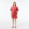 Robes & Jupes | LACOSTE Robe Boutonnee Avec Ceinture Femme Lacoste En Lin Et Coton