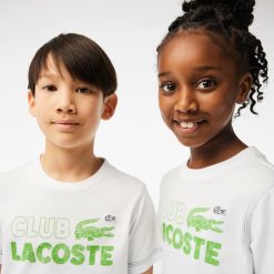 Vetements Fille | LACOSTE T-Shirt Enfant Avec Imprime Et Marquage En Coton Biologique