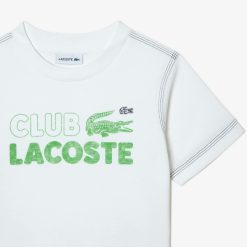 Vetements Fille | LACOSTE T-Shirt Enfant Avec Imprime Et Marquage En Coton Biologique