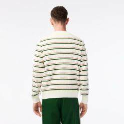 Pullovers | LACOSTE Pull Col V Homme Lacoste A Rayures Fabrique En France