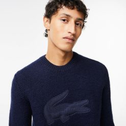 Pullovers | LACOSTE Pull En Laine Avec Badge Crocodile Matelasse