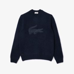 Pullovers | LACOSTE Pull En Laine Avec Badge Crocodile Matelasse