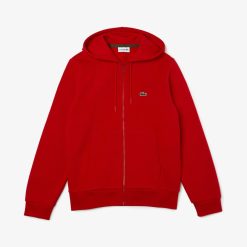 Sweatshirts | LACOSTE Sweatshirt Jogger Zippe Homme En Molleton Lacoste Avec Poche Kangourou