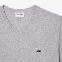 T-Shirts | LACOSTE T-Shirt Col V En Jersey De Coton Pima Uni