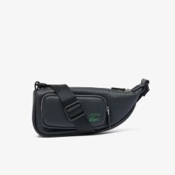 Sacs A Bandouliere | LACOSTE Petit Sac Bandouliere Alga Unie Lacoste Avec Texture Perforee