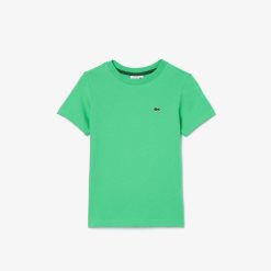 Vetements Fille | LACOSTE T-Shirt Uni En Jersey De Coton