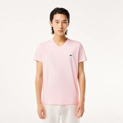 T-Shirts | LACOSTE T-Shirt Col V En Jersey De Coton Pima Uni