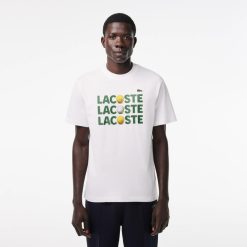 T-Shirts | LACOSTE T-Shirt En Coton Epais Imprime Balles