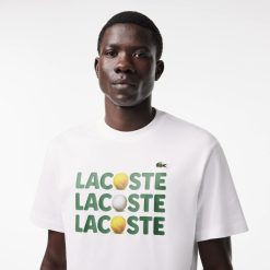 T-Shirts | LACOSTE T-Shirt En Coton Epais Imprime Balles