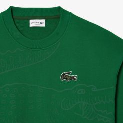 Sweatshirts | LACOSTE Sweatshirt Jogger Col Rond Homme Lacoste Loose Fit Imprime Crocodile