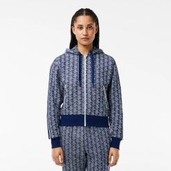 Sweatshirts | LACOSTE Hoodie Zippe En Jacquard Monogramme