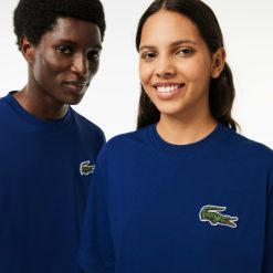 T-Shirts | LACOSTE T-Shirt Unie Loose Fit Avec Grand Crocodile Coton Epais