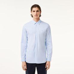 Chemises | LACOSTE Chemise Homme Lacoste Slim Fit Avec Rayures En Popeline Stretch