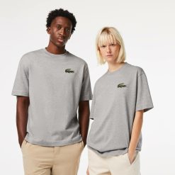 T-Shirts | LACOSTE T-Shirt Unie Loose Fit Avec Grand Crocodile Coton Epais