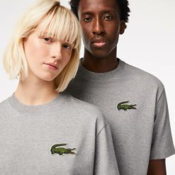 T-Shirts | LACOSTE T-Shirt Unie Loose Fit Avec Grand Crocodile Coton Epais