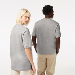 T-Shirts | LACOSTE T-Shirt Unie Loose Fit Avec Grand Crocodile Coton Epais