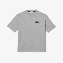 T-Shirts | LACOSTE T-Shirt Unie Loose Fit Avec Grand Crocodile Coton Epais