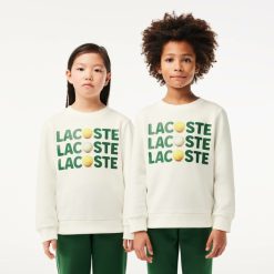 Vetements Fille | LACOSTE Sweatshirt A Col Rond En Molleton Avec Imprime Lacoste