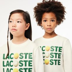 Vetements Fille | LACOSTE Sweatshirt A Col Rond En Molleton Avec Imprime Lacoste