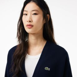 Pullovers | LACOSTE Cardigan Col V Femme Lacoste En Coton Biologique