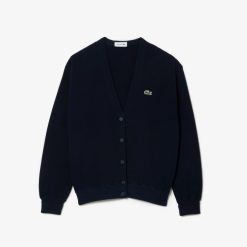 Pullovers | LACOSTE Cardigan Col V Femme Lacoste En Coton Biologique