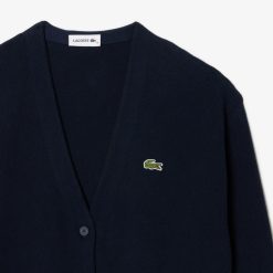 Pullovers | LACOSTE Cardigan Col V Femme Lacoste En Coton Biologique