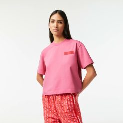 T-Shirts | LACOSTE T-Shirt Femme Lacoste Oversize Fit En Jersey De Coton