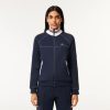 Sweatshirts | LACOSTE Sweatshirt Zippe Paris Fabrique En France A Col Tricote Contraste