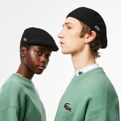 Chapeaux & Casquettes | LACOSTE Beret Unie Uni En Coton Avec Crocodile Brode