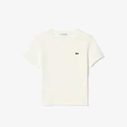 Vetements Fille | LACOSTE T-Shirt Col Rond En Coton Cotele