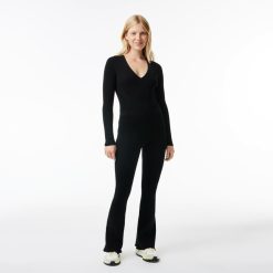 Vetements De Sport | LACOSTE Legging Flare Sans Couture En Maille Cotelee