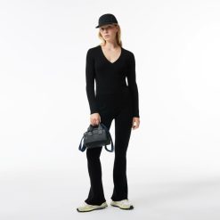 Vetements De Sport | LACOSTE Legging Flare Sans Couture En Maille Cotelee