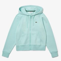 Sweatshirts | LACOSTE Sweatshirt Zippe A Capuche Jogger Femme Lacoste En Molleton Biologique