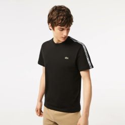 T-Shirts | LACOSTE T-Shirt Homme Lacoste Regular Fit Avec Bandes Siglees Contrastees