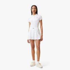 Vetements De Sport | LACOSTE Jupe Tennis Avec Dos Plisse Et Shorty Contraste Ultra-Dry