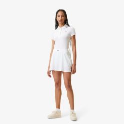 Vetements De Sport | LACOSTE Jupe Tennis Avec Dos Plisse Et Shorty Contraste Ultra-Dry