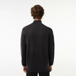 Pullovers | LACOSTE Cardigan Zippe A Col Montant En Laine Unie