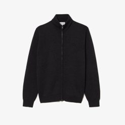 Pullovers | LACOSTE Cardigan Zippe A Col Montant En Laine Unie