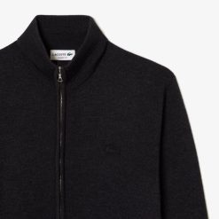 Pullovers | LACOSTE Cardigan Zippe A Col Montant En Laine Unie