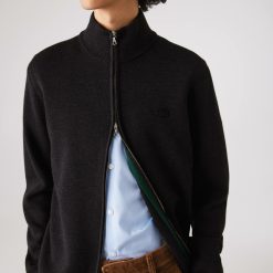 Pullovers | LACOSTE Cardigan Zippe A Col Montant En Laine Unie