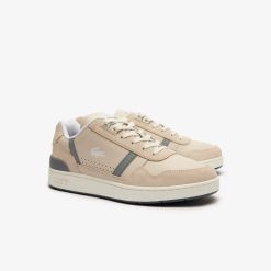 Sneakers | LACOSTE Sneakers T-Clip Homme En Cuir Ton Sur Ton