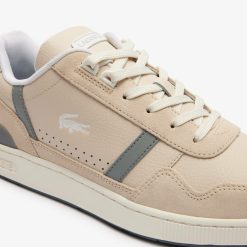 Sneakers | LACOSTE Sneakers T-Clip Homme En Cuir Ton Sur Ton