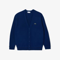 Pullovers | LACOSTE Cardigan Homme Lacoste Relaxed Fit Boutons Ton Sur Ton En Laine