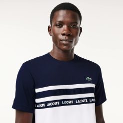 Vetements De Sport | LACOSTE T-Shirt Tennis En Pique Ultra-Dry A Bande Siglee