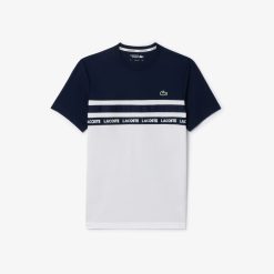 Vetements De Sport | LACOSTE T-Shirt Tennis En Pique Ultra-Dry A Bande Siglee