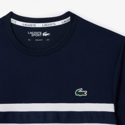 Vetements De Sport | LACOSTE T-Shirt Tennis En Pique Ultra-Dry A Bande Siglee