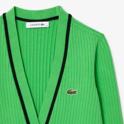 Pullovers | LACOSTE Cardigan Col V Maille 3D Cotelee